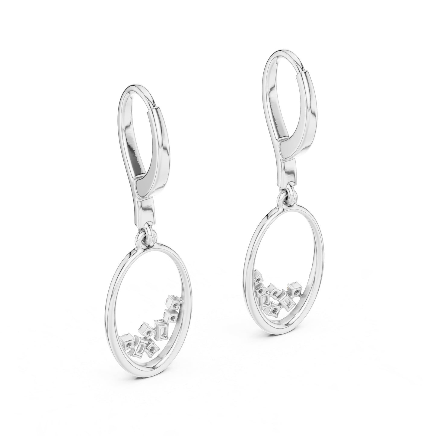 14K White Gold Round & Bug Cut Lab-Grown Diamond Earrings for Women – Pure Carat