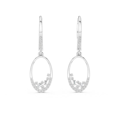 14K White Gold Round & Bug Cut Lab-Grown Diamond Earrings for Women – Pure Carat