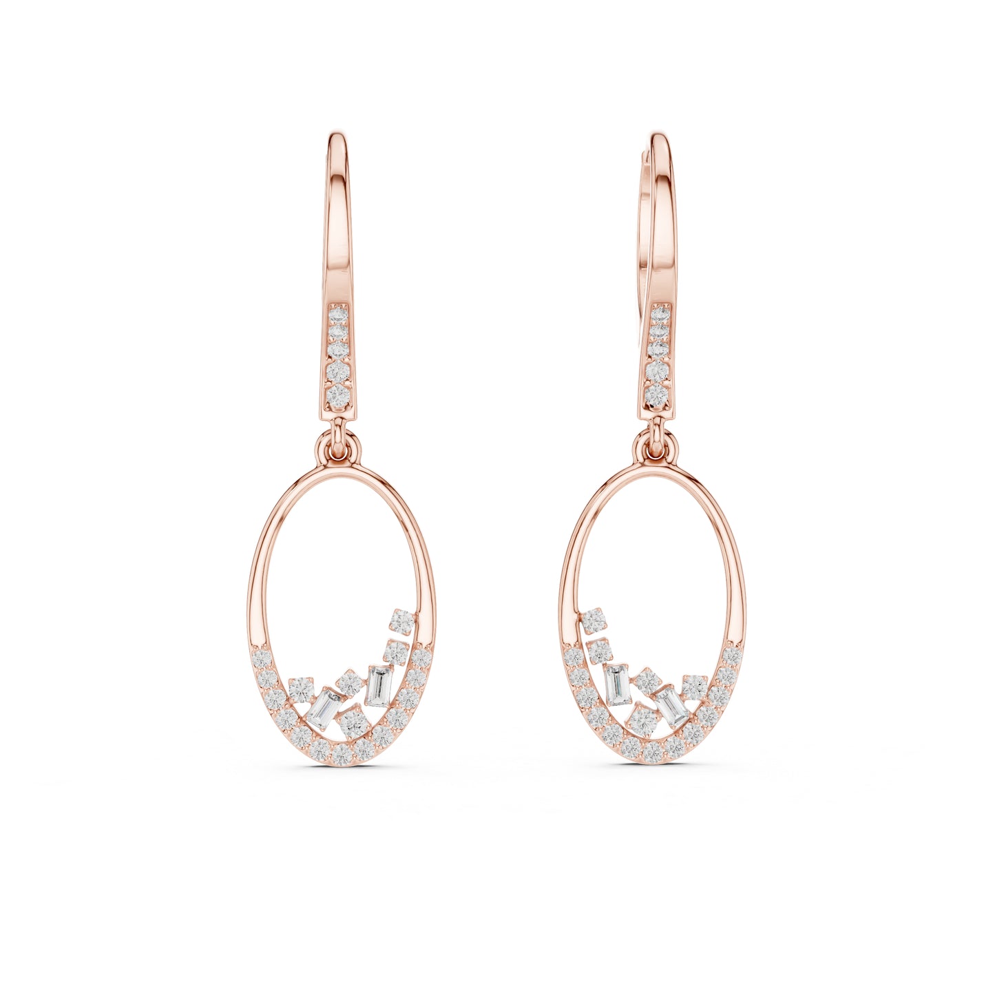14K White Gold Round & Bug Cut Lab-Grown Diamond Earrings for Women – Pure Carat