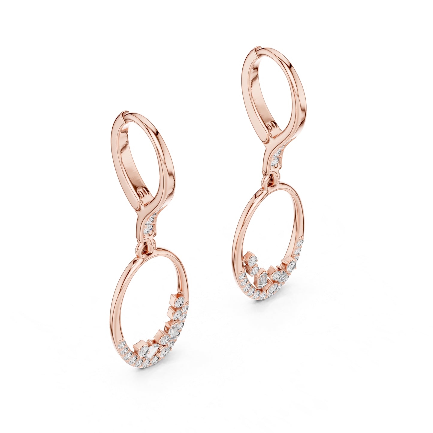 14K White Gold Round & Bug Cut Lab-Grown Diamond Earrings for Women – Pure Carat