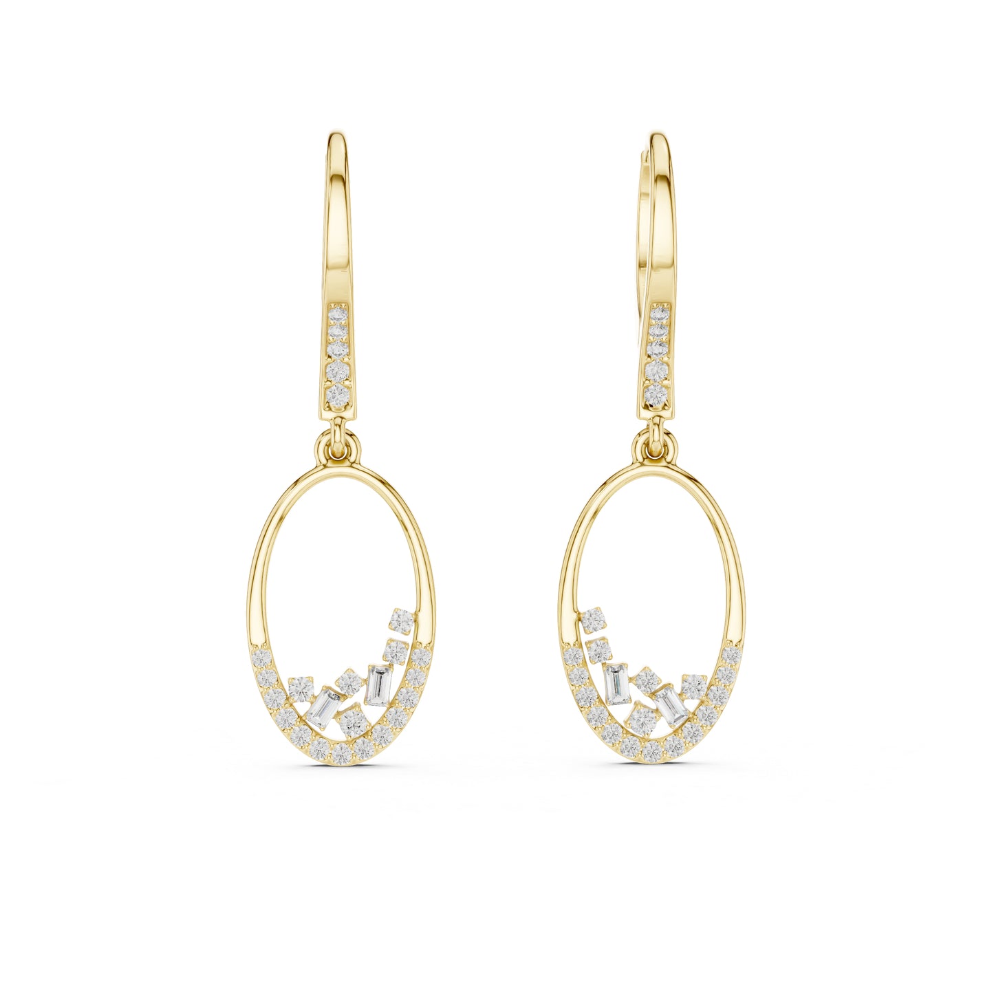 14K White Gold Round & Bug Cut Lab-Grown Diamond Earrings for Women – Pure Carat
