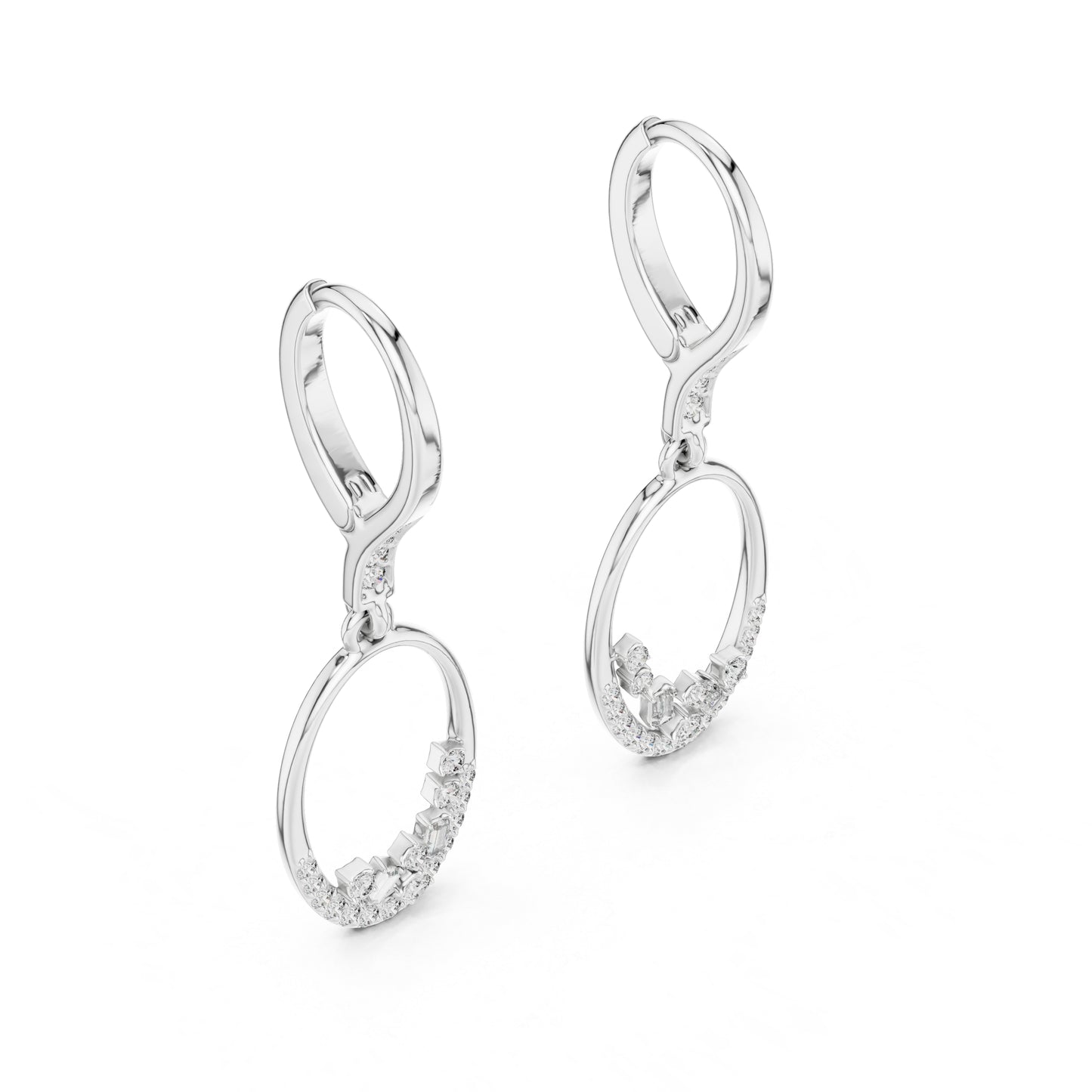 14K White Gold Round & Bug Cut Lab-Grown Diamond Earrings for Women – Pure Carat