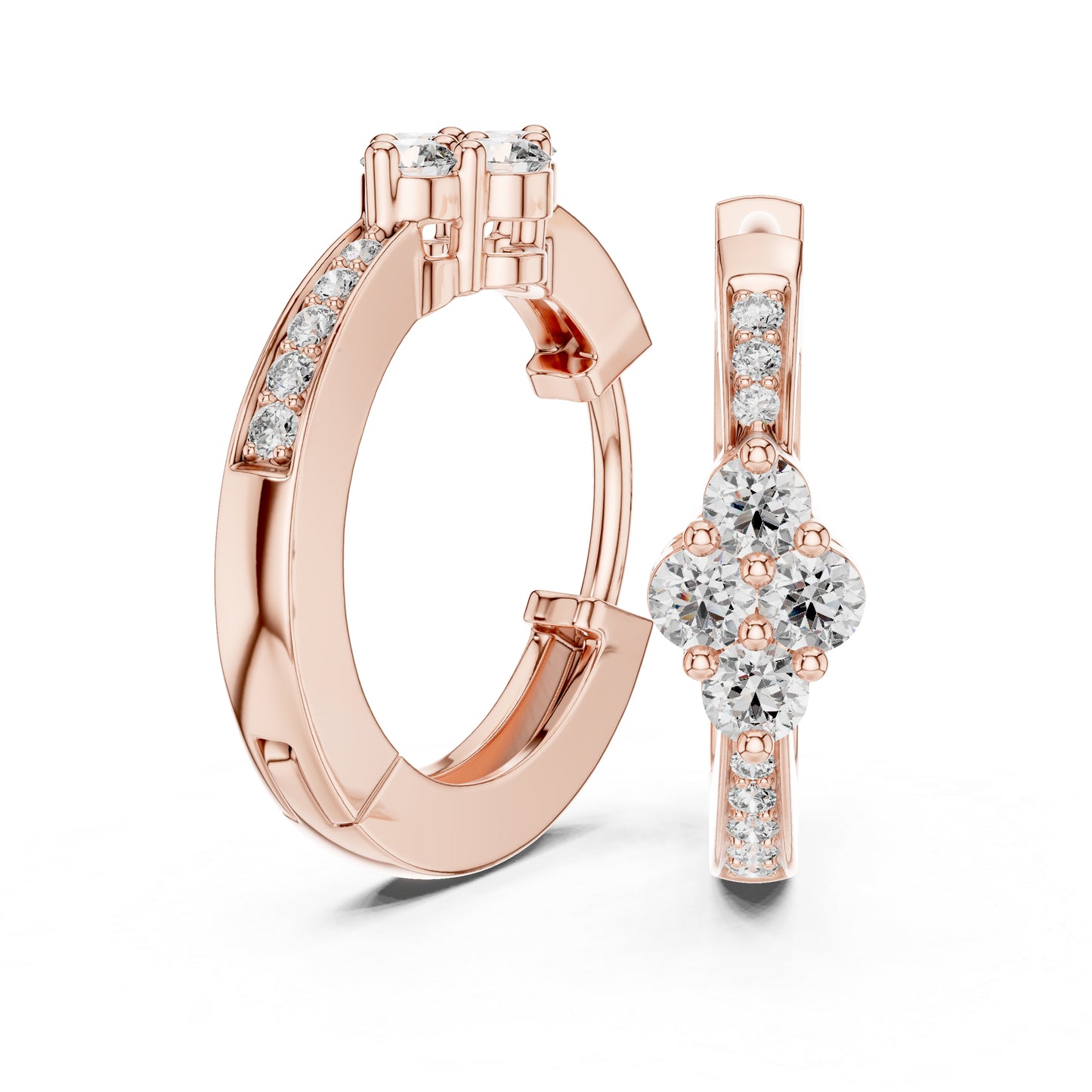 18K White Gold Round Lab-Grown Diamond Earrings for Women - Party Wear - Pure Carat