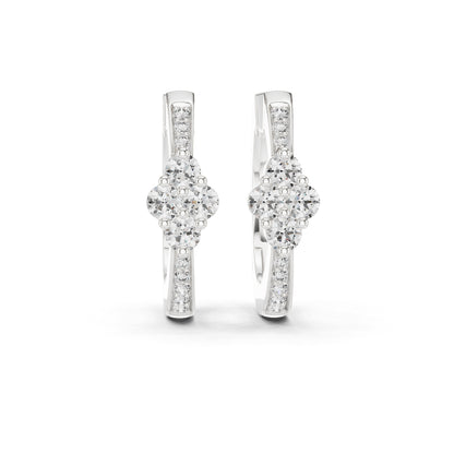 18K White Gold Round Lab-Grown Diamond Earrings for Women - Party Wear - Pure Carat