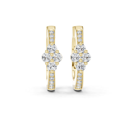 18K White Gold Round Lab-Grown Diamond Earrings for Women - Party Wear - Pure Carat