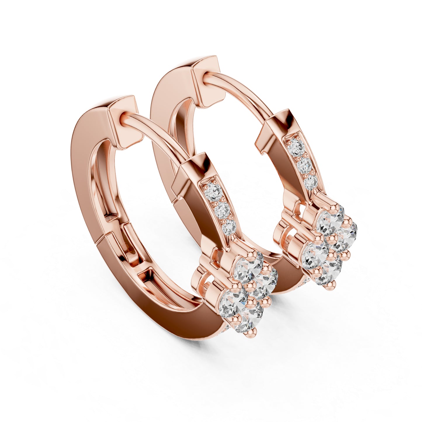 18K White Gold Round Lab-Grown Diamond Earrings for Women - Party Wear - Pure Carat