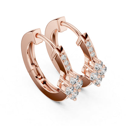 18K White Gold Round Lab-Grown Diamond Earrings for Women - Party Wear - Pure Carat