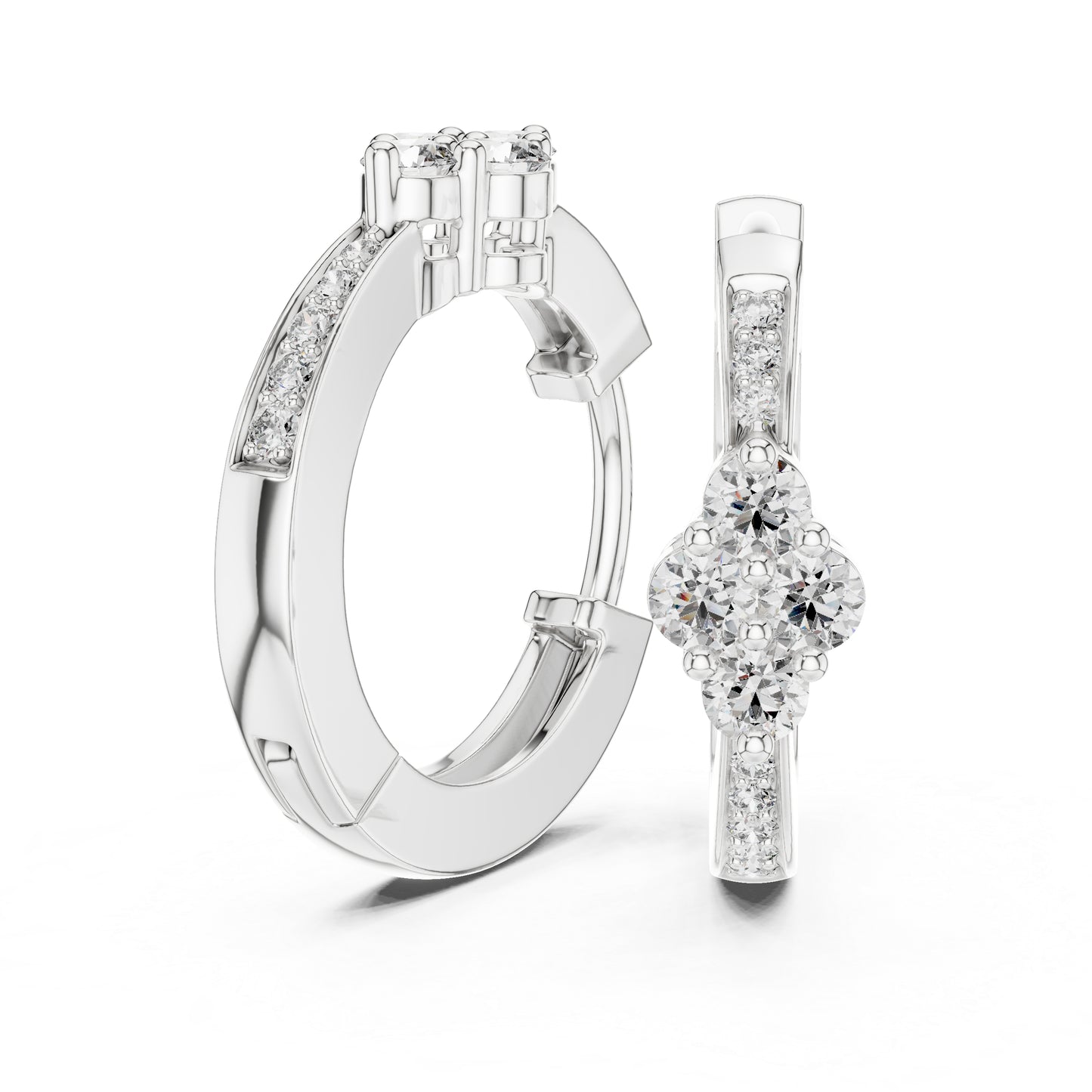 18K White Gold Round Lab-Grown Diamond Earrings for Women - Party Wear - Pure Carat