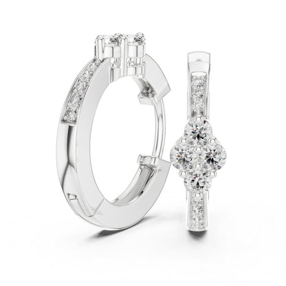 18K White Gold Round Lab-Grown Diamond Earrings for Women - Party Wear - Pure Carat