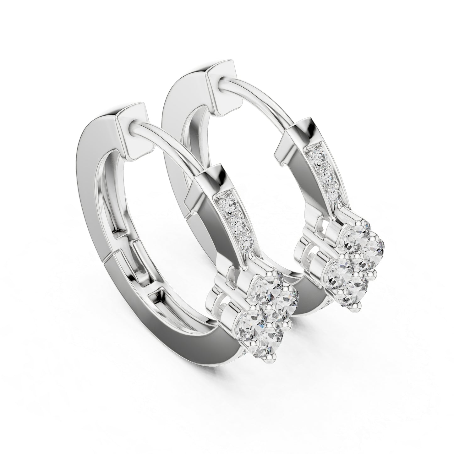 18K White Gold Round Lab-Grown Diamond Earrings for Women - Party Wear - Pure Carat
