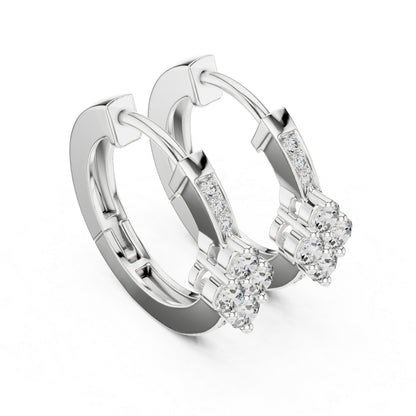 18K White Gold Round Lab-Grown Diamond Earrings for Women - Party Wear - Pure Carat