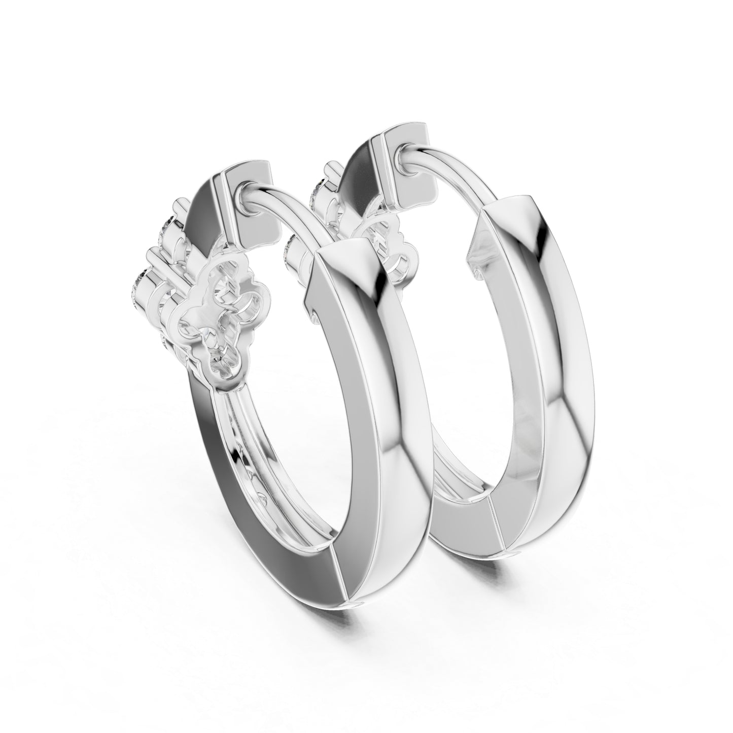 18K White Gold Round Lab-Grown Diamond Earrings for Women - Party Wear - Pure Carat