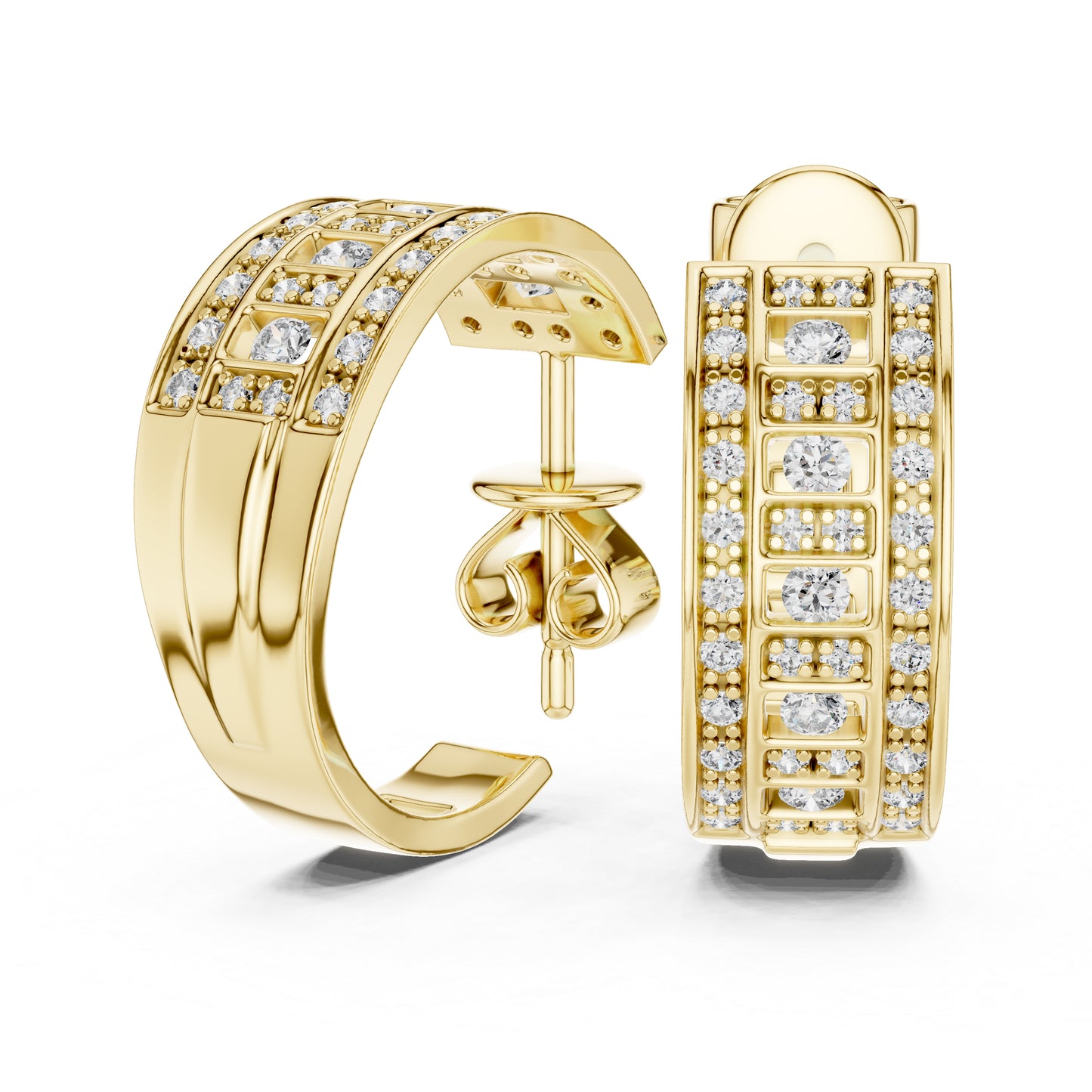 Women’s Bridal Drop Earrings in 14K Yellow Gold with Round Lab-Grown Diamonds – Pure Carat