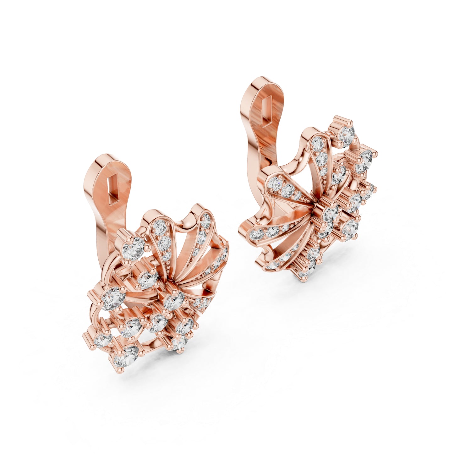 14K Rose Gold Round Lab-Grown Diamond Anniversary Earrings for Women - Pure Carat