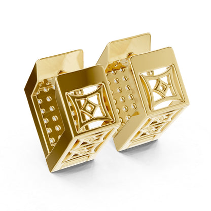 18K Yellow Gold Round Lab-Grown Diamond Wedding Earrings for Women - Pure Carat
