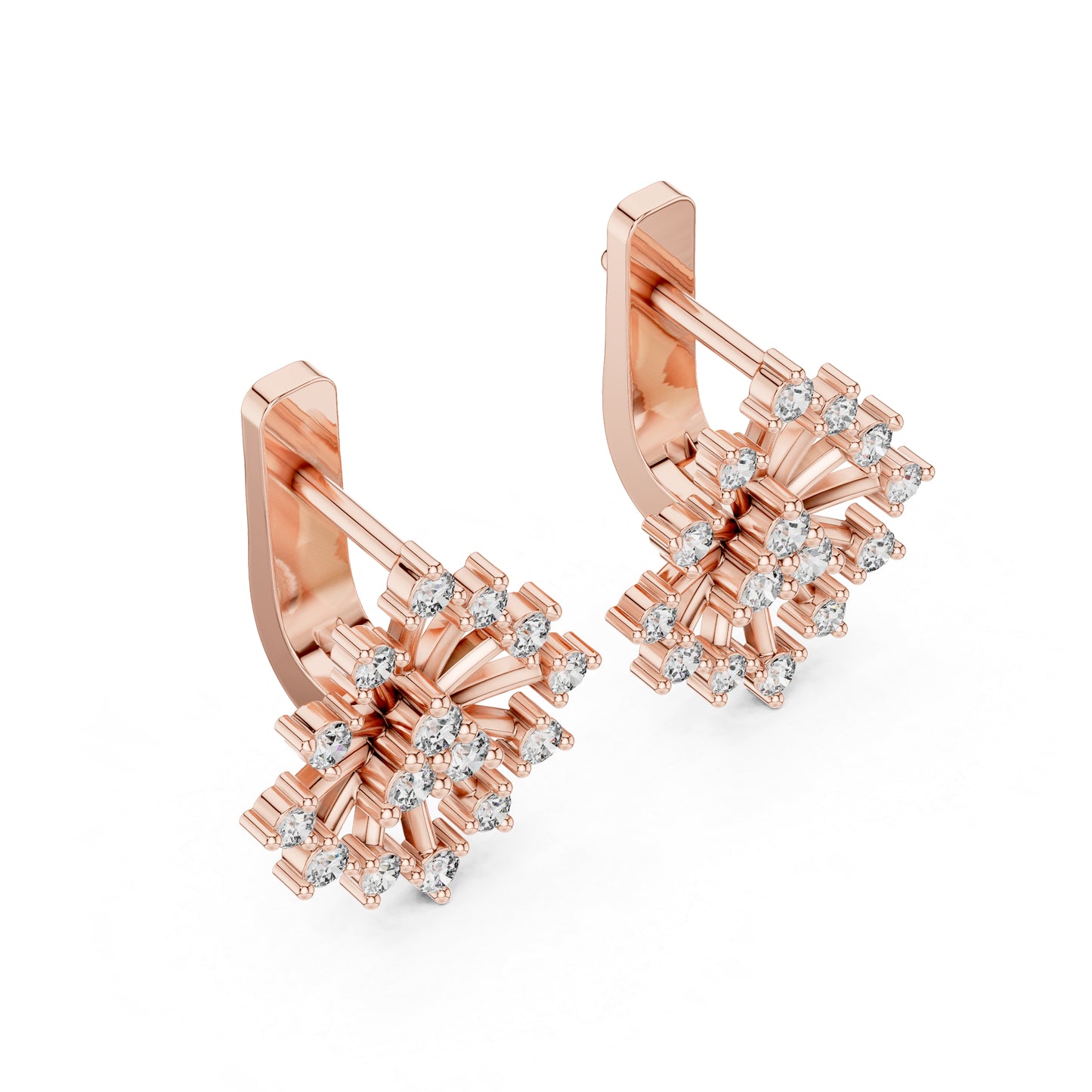 Pure Carat 14K White Gold Round Cut Lab-Grown Diamond Drop Earrings for Women