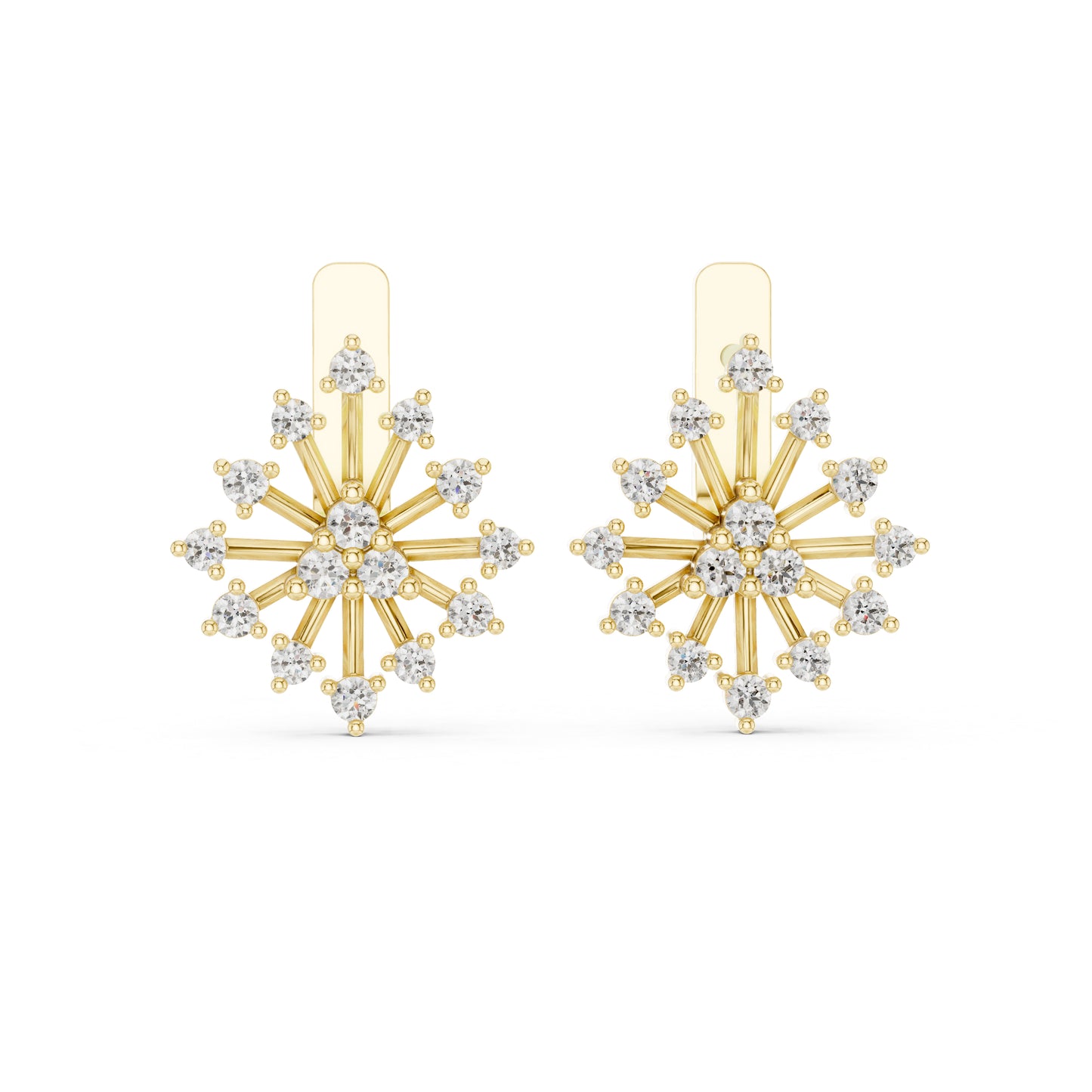 Pure Carat 14K White Gold Round Cut Lab-Grown Diamond Drop Earrings for Women