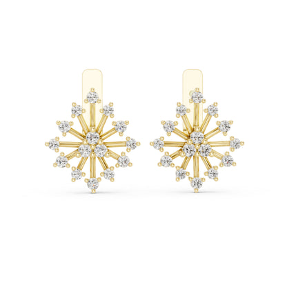 Pure Carat 14K White Gold Round Cut Lab-Grown Diamond Drop Earrings for Women
