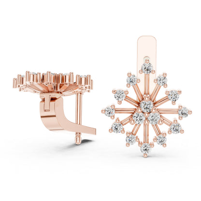 Pure Carat 14K White Gold Round Cut Lab-Grown Diamond Drop Earrings for Women