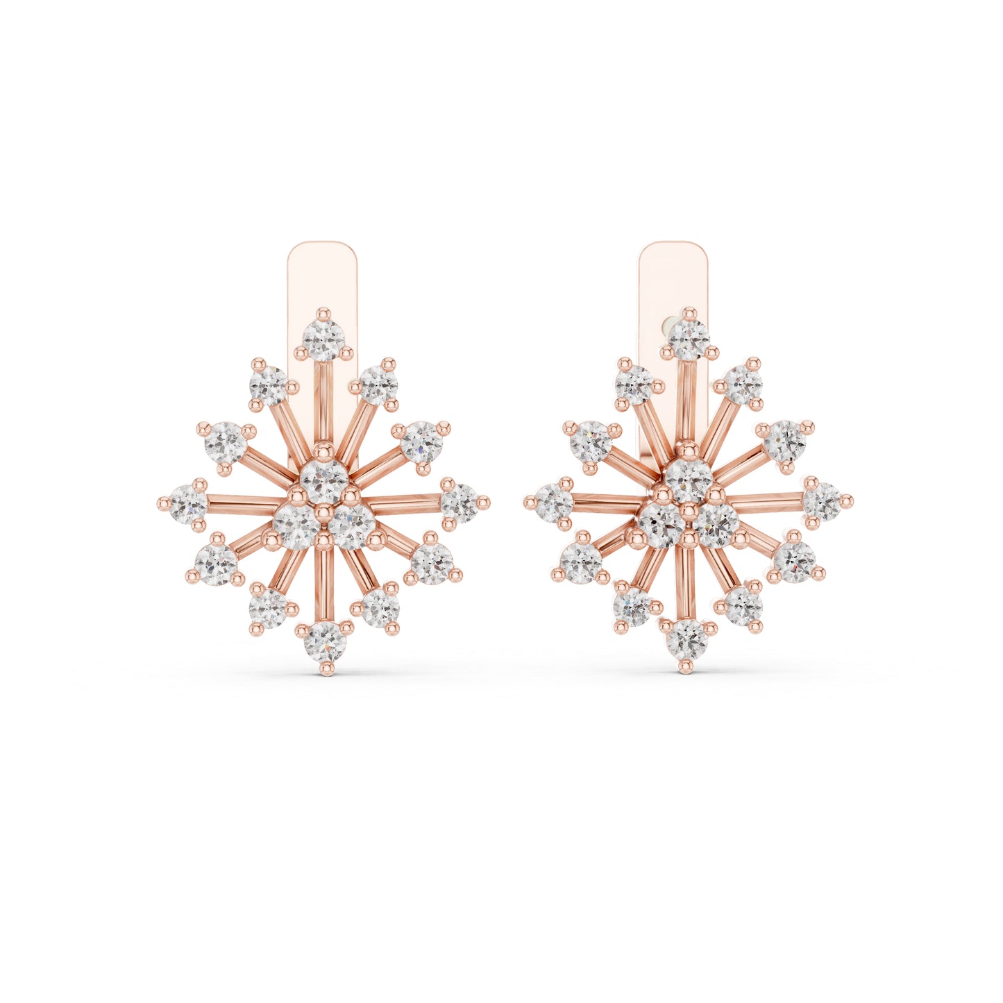Pure Carat 14K White Gold Round Cut Lab-Grown Diamond Drop Earrings for Women