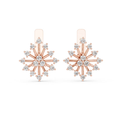 Pure Carat 14K White Gold Round Cut Lab-Grown Diamond Drop Earrings for Women