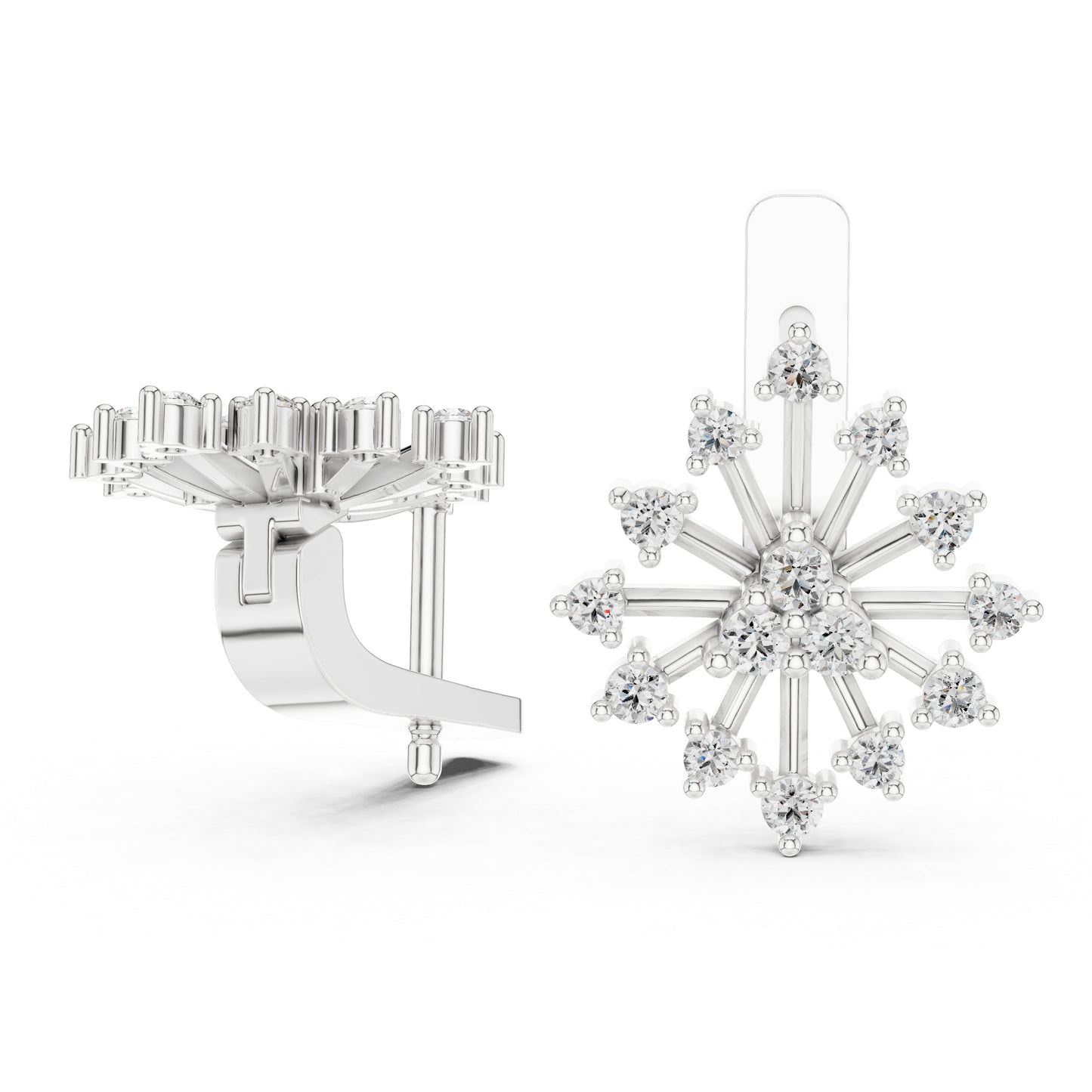Pure Carat 14K White Gold Round Cut Lab-Grown Diamond Drop Earrings for Women