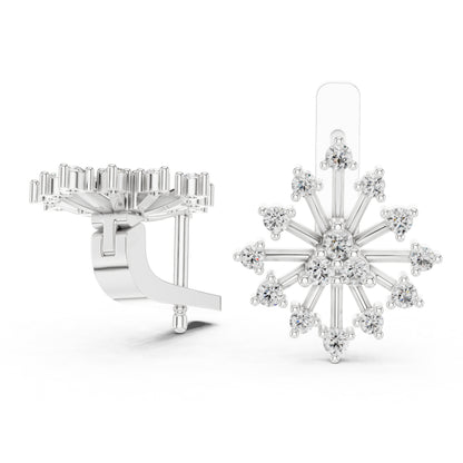 Pure Carat 14K White Gold Round Cut Lab-Grown Diamond Drop Earrings for Women