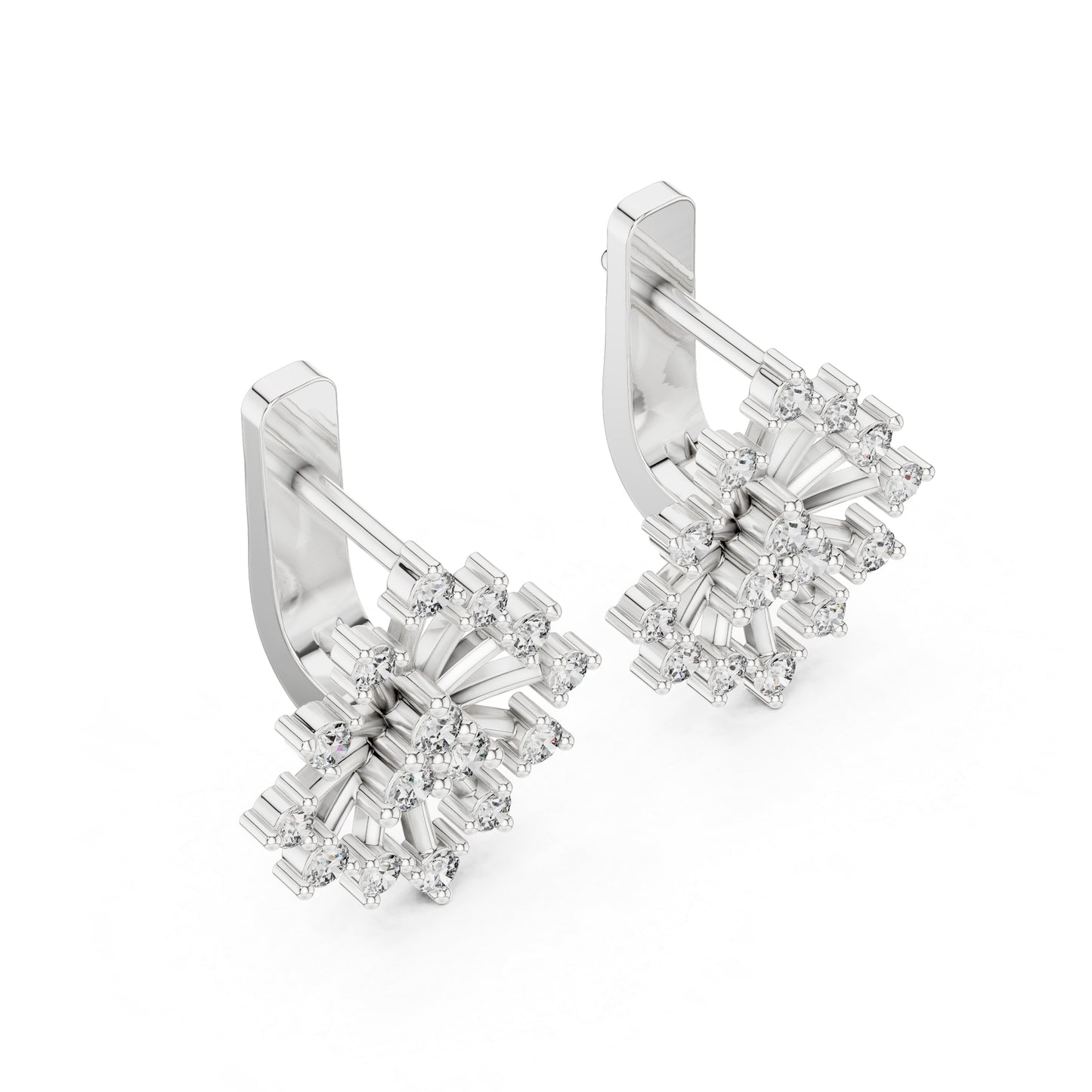 Pure Carat 14K White Gold Round Cut Lab-Grown Diamond Drop Earrings for Women
