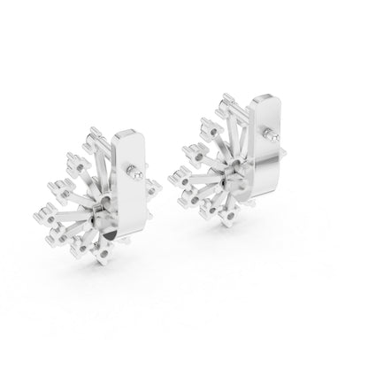 Pure Carat 14K White Gold Round Cut Lab-Grown Diamond Drop Earrings for Women