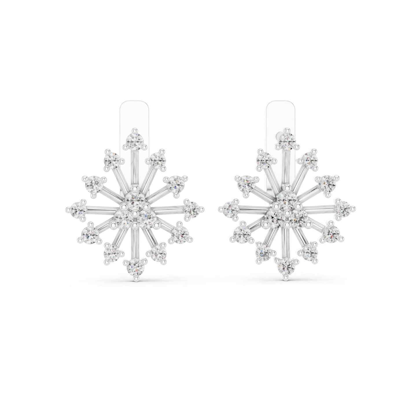 Pure Carat 14K White Gold Round Cut Lab-Grown Diamond Drop Earrings for Women