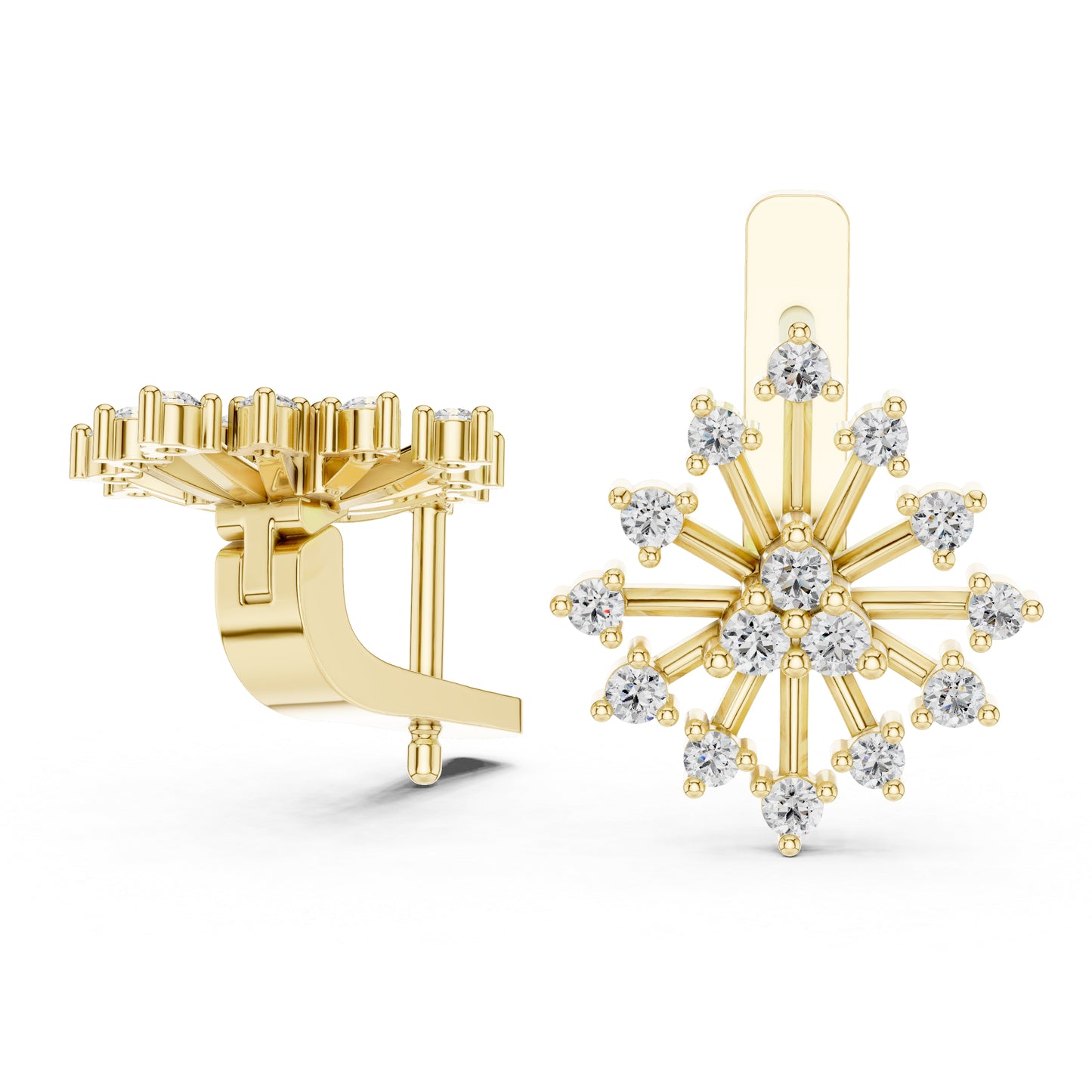 Pure Carat 14K White Gold Round Cut Lab-Grown Diamond Drop Earrings for Women