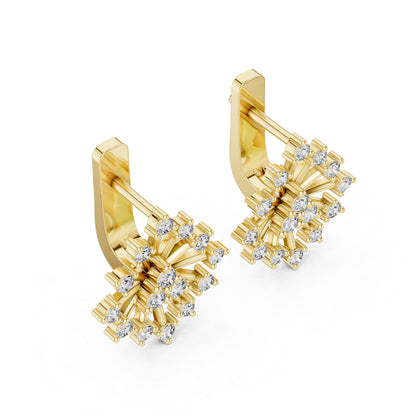 Pure Carat 14K White Gold Round Cut Lab-Grown Diamond Drop Earrings for Women