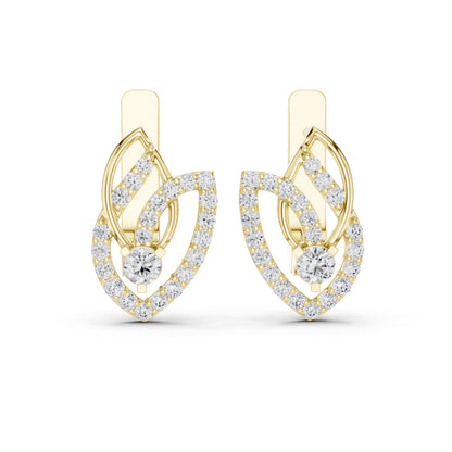 Pure Carat 18K White Gold Round Cut Lab-Grown Diamond Earrings for Women