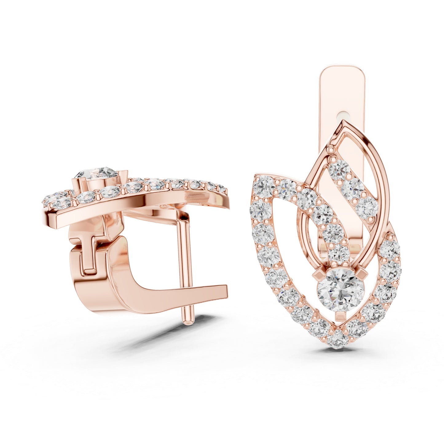 Pure Carat 18K White Gold Round Cut Lab-Grown Diamond Earrings for Women