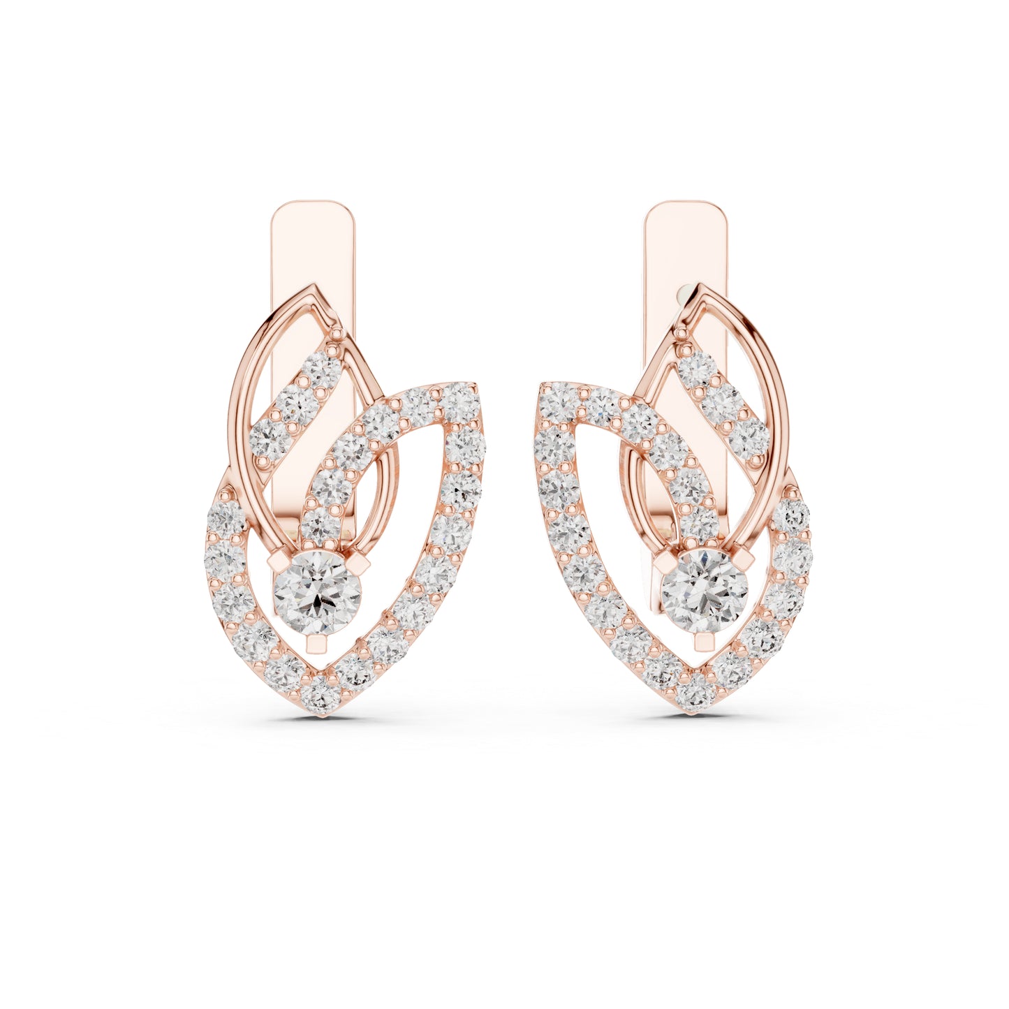 Pure Carat 18K White Gold Round Cut Lab-Grown Diamond Earrings for Women