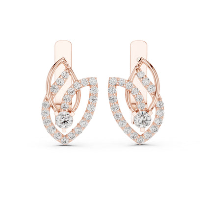 Pure Carat 18K White Gold Round Cut Lab-Grown Diamond Earrings for Women