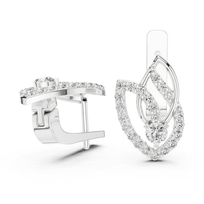 Pure Carat 18K White Gold Round Cut Lab-Grown Diamond Earrings for Women
