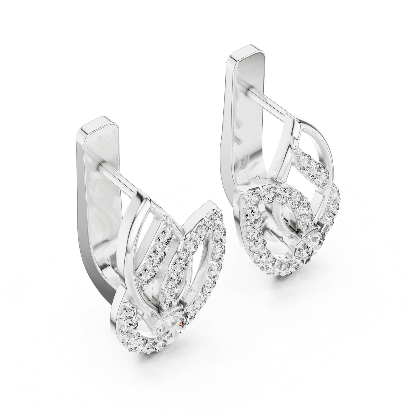 Pure Carat 18K White Gold Round Cut Lab-Grown Diamond Earrings for Women