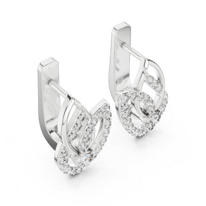 Pure Carat 18K White Gold Round Cut Lab-Grown Diamond Earrings for Women