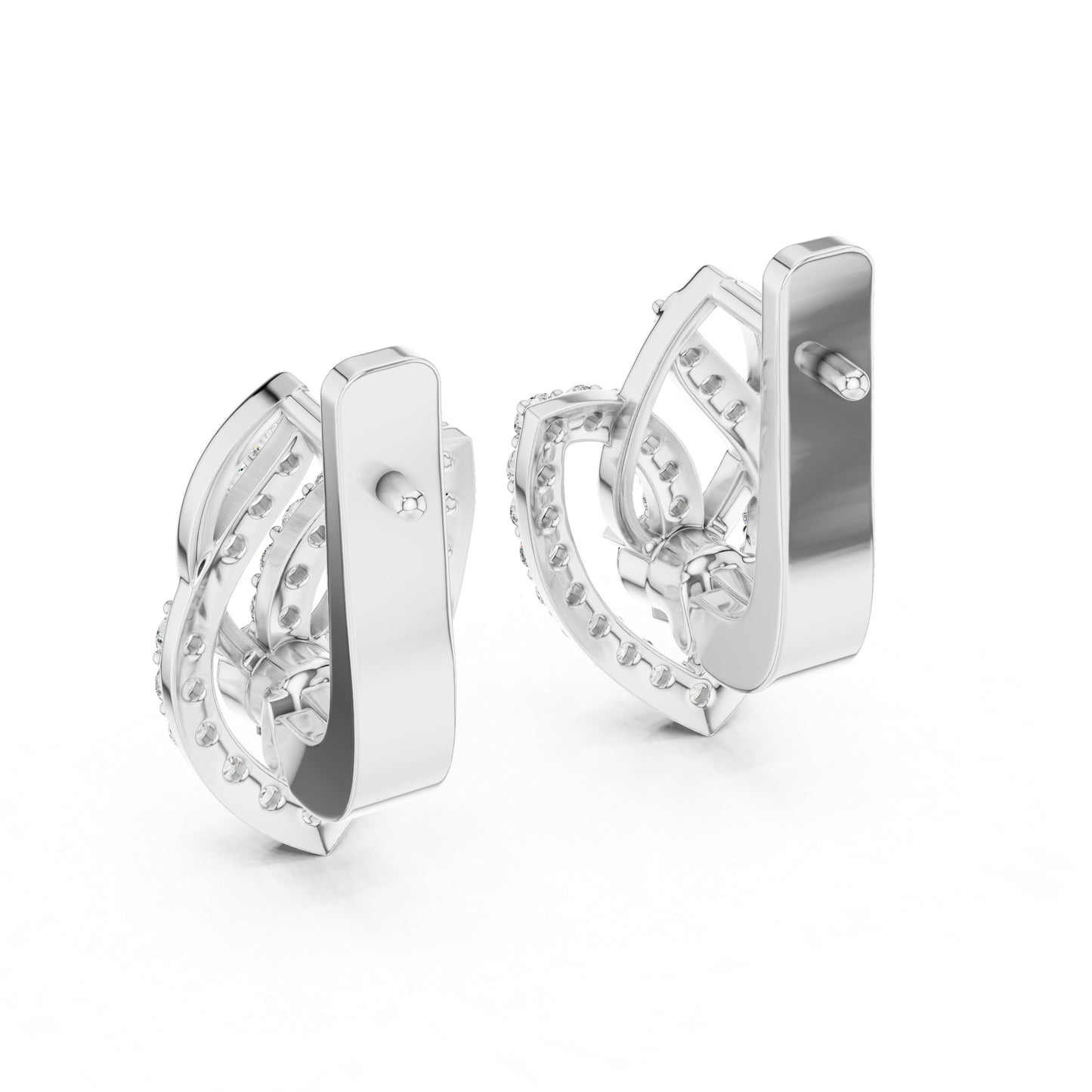 Pure Carat 18K White Gold Round Cut Lab-Grown Diamond Earrings for Women