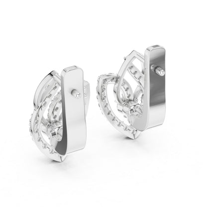 Pure Carat 18K White Gold Round Cut Lab-Grown Diamond Earrings for Women