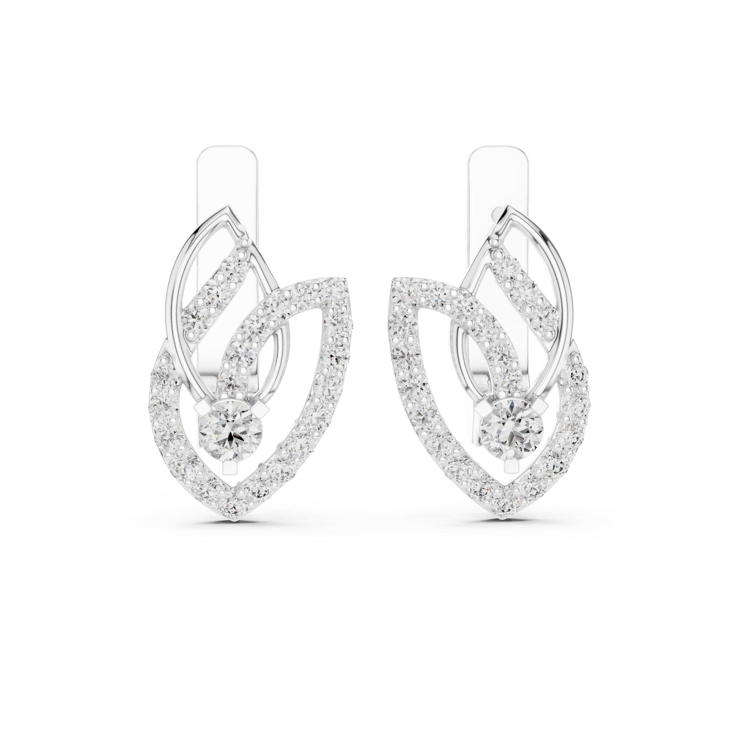 Pure Carat 18K White Gold Round Cut Lab-Grown Diamond Earrings for Women