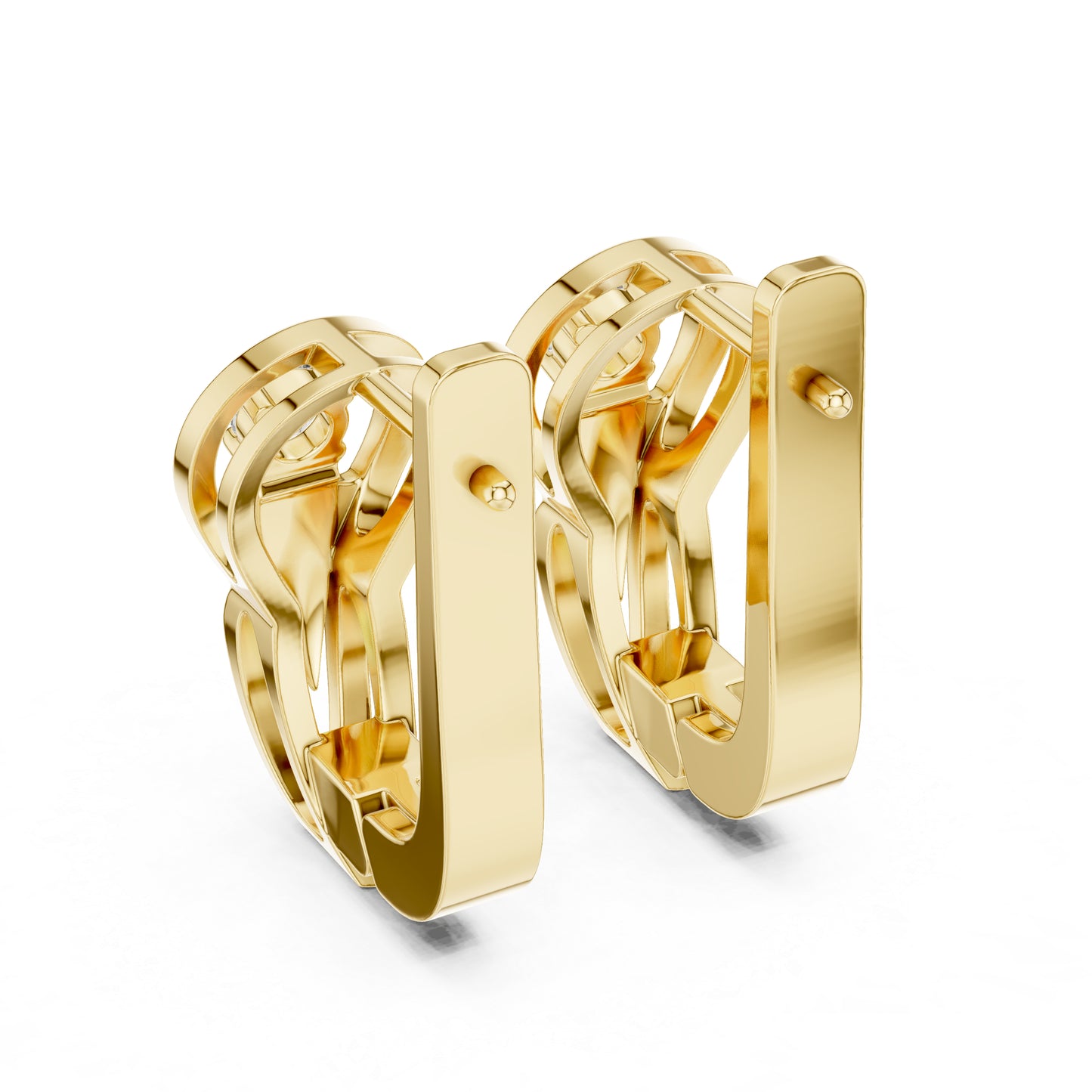Women’s Anniversary Gift Earrings in 18K Yellow Gold with Round Cut Diamonds - Pure Carat
