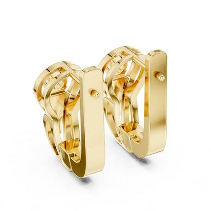 Women’s Anniversary Gift Earrings in 18K Yellow Gold with Round Cut Diamonds - Pure Carat
