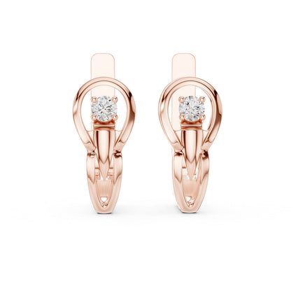 Women’s Anniversary Gift Earrings in 18K Yellow Gold with Round Cut Diamonds - Pure Carat