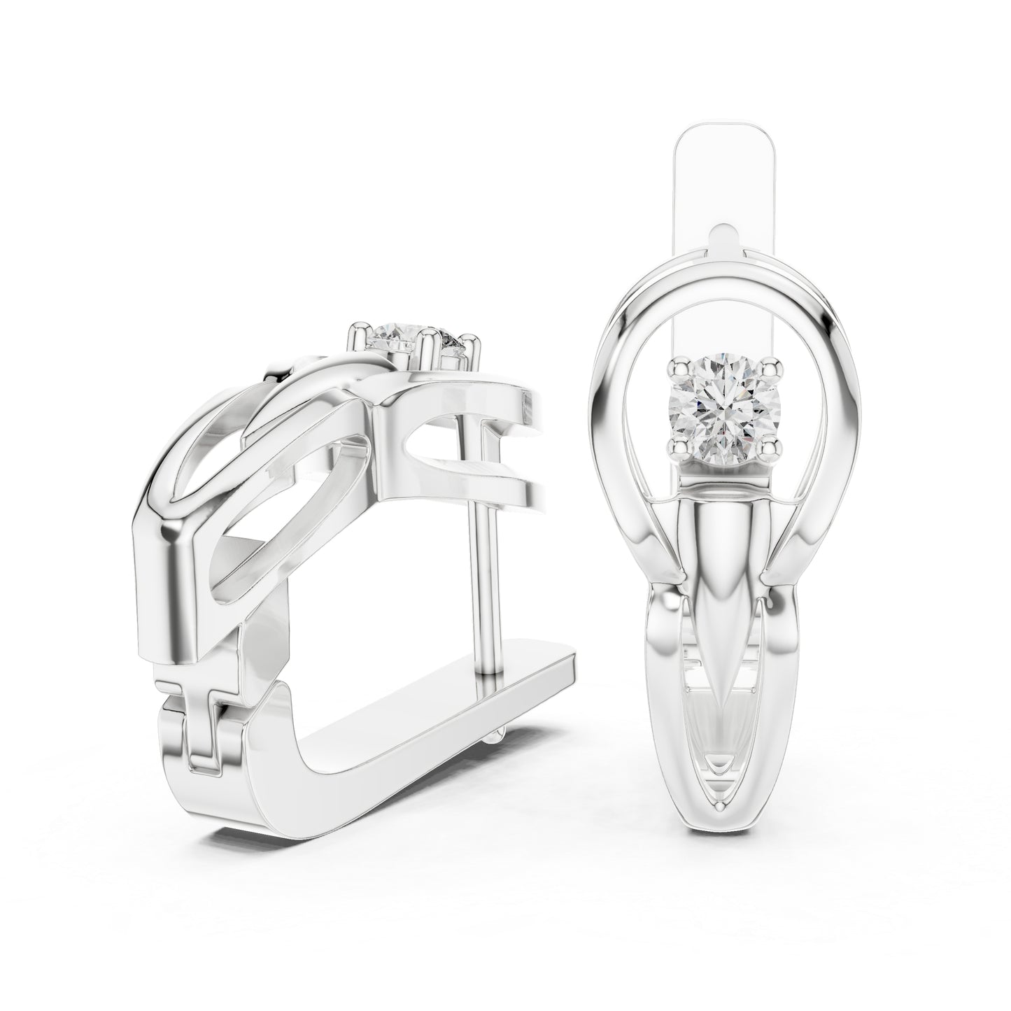 Women’s Anniversary Gift Earrings in 18K Yellow Gold with Round Cut Diamonds - Pure Carat