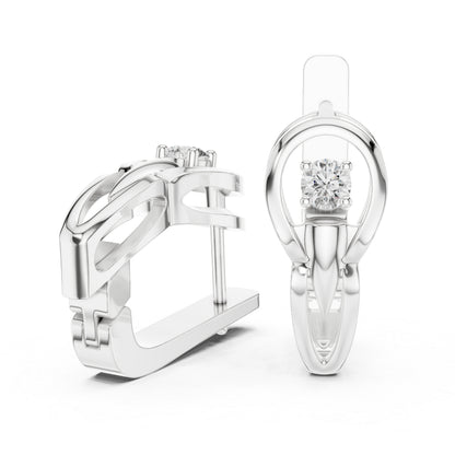 Women’s Anniversary Gift Earrings in 18K Yellow Gold with Round Cut Diamonds - Pure Carat