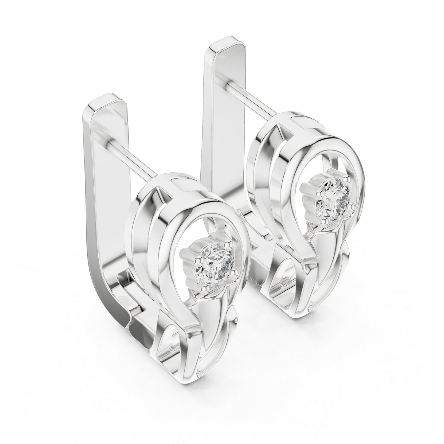 Women’s Anniversary Gift Earrings in 18K Yellow Gold with Round Cut Diamonds - Pure Carat