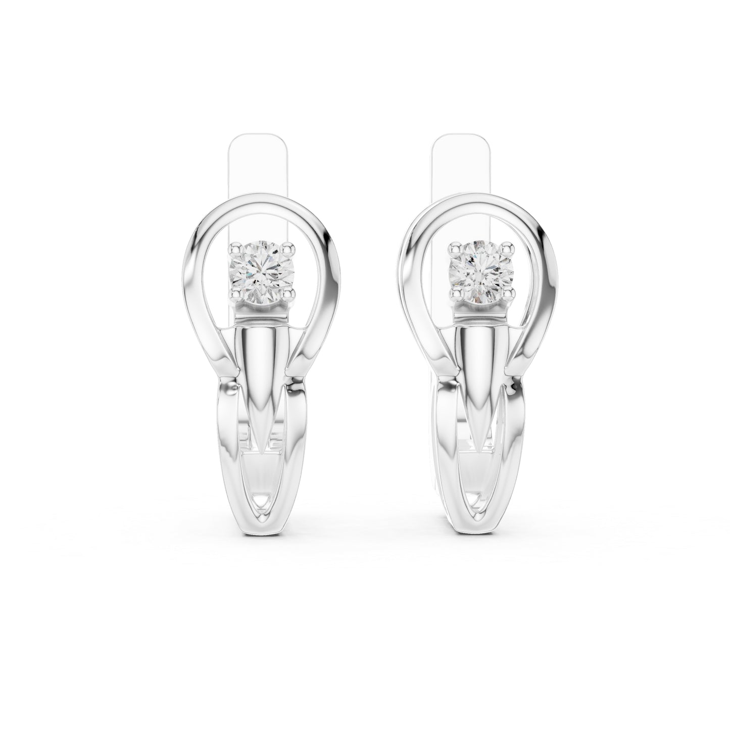 Women’s Anniversary Gift Earrings in 18K Yellow Gold with Round Cut Diamonds - Pure Carat
