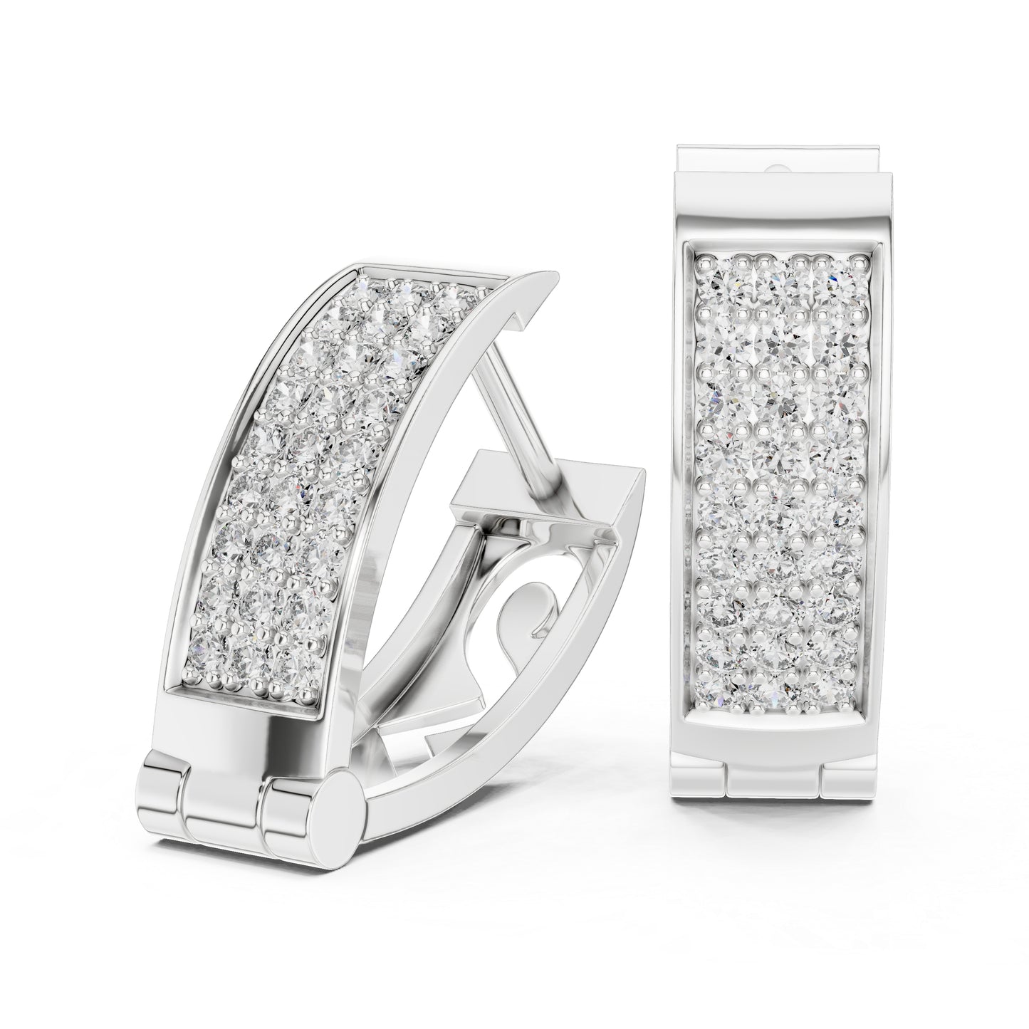 18K White Gold Round Cut Diamond Earrings for Women - Wedding Jewellery - Pure Carat